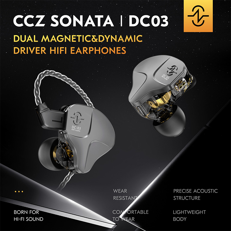 In Ear Monitors For Singers - CCZ DC03 IEM หูฟังแบบมีสาย 10 มม.ไดร์เวอร์ไดนามิก