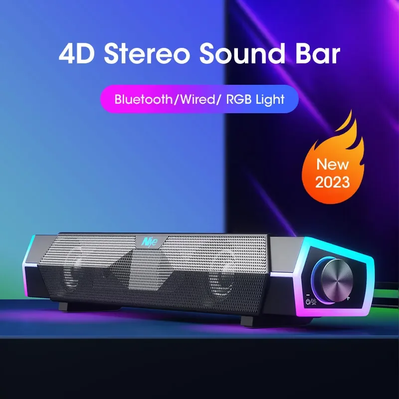 Rgb Computer Soundbar For Pc - ลำโพงสเตอริโอ4D ซาวด์บาร์พีซีลำโพงบลูทูธไร้สายแบบมีสายสำหรับคอมพิวเตอร์ซับวูฟเฟอร์ RGB สำหรับแล็ปท็อปโรงละครทีวี