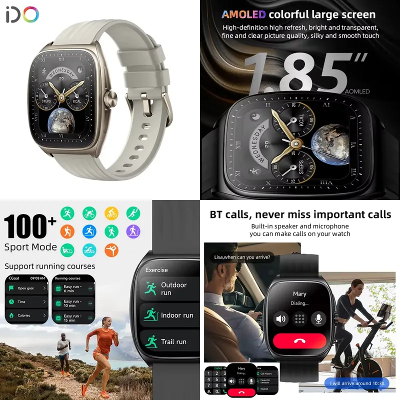 Smartwatches - ผู้ผลิตสมาร์ทวอทช์แฟชั่นชายปี 2025 หน้าจอ AMOLED โค้ง 1.85