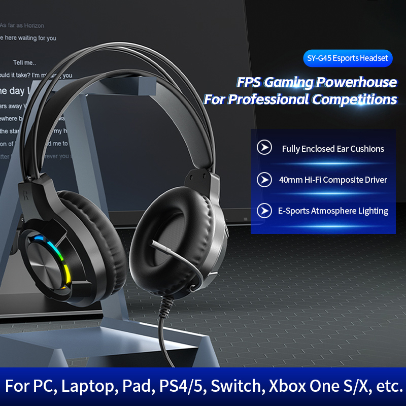 Gaming Headset With Mic Rgb - ชุดหูฟังสำหรับเล่นเกมตัดเสียงรบกวนหูฟังชุดหูฟังเกมพร้อมไมโครโฟน RGB USB 3.5 มม.แบบมีสาย 3