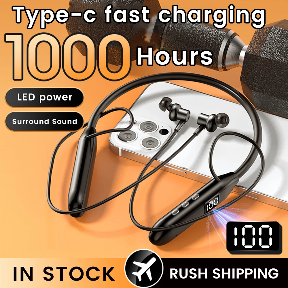 Magnetic Neckband Sports Earphones - Olaf หูฟังไร้สาย Bluetooth5.3 หูฟังชนิดใส่ในหูชุดหูฟังกีฬา LED กันน้ําชุดหูฟังแม่เหล็กแฮนด์ฟรีพร้อมไมโครโฟน
