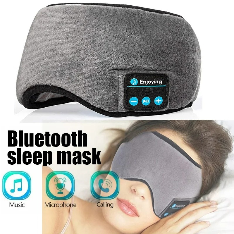 Sleep Mask Headphones Bluetooth - หูฟังบลูทูธแบบคาดศีรษะสำหรับกีฬาและนอนหลับ สายคาดศีรษะยืดหยุ่น หูฟังไร้สายพร้อมหน้ากากปิดตาสำหรับฟังเพลง ชุดหูฟังบลูทูธไร้สายแบบคาดศีรษะ