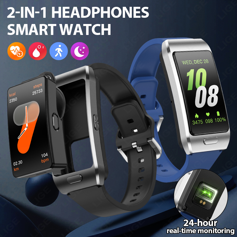 Tws Earbuds Bluetooth 5.3 - LIGE ใหม่สมาร์ทวอทช์หูฟัง TWS 2 ใน 1