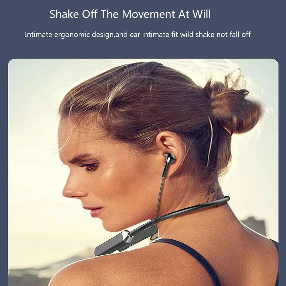 Magnetic Neckband Sports Earphones - หูฟังไร้สายบลูทูธ 5.0 หูฟังแบบคล้องคอแม่เหล็กกีฬากันน้ำหูฟัง TWS ชุดหูฟังบลูทูธพร้อมไมโครโฟนไมค์