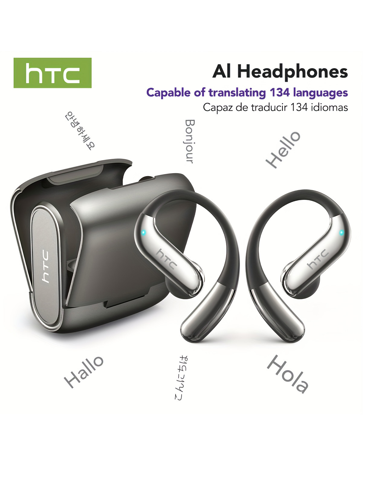 Headphones - หูฟังบลูทูธแบบเปิดหู HTC เล่นได้ 30 ชั่วโมง หูฟังไร้สายตัดเสียงรบกวน