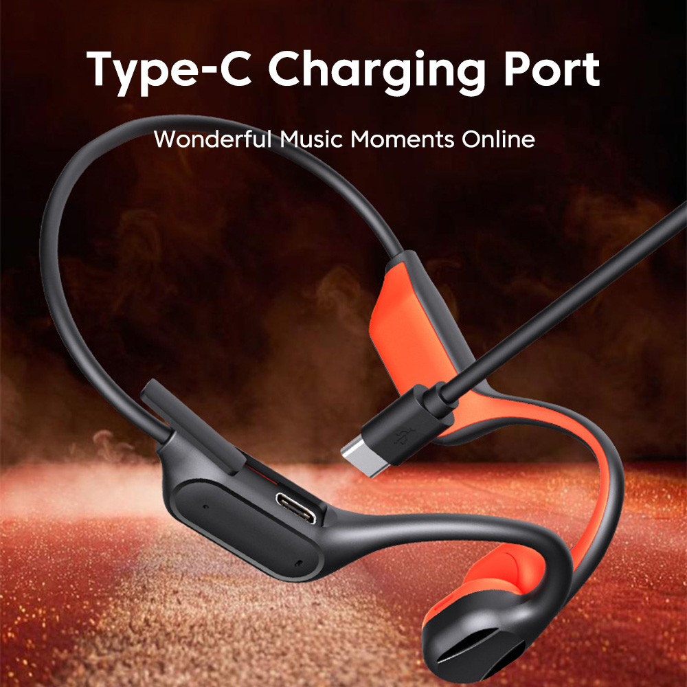 Bone Conduction Running Headphones - หูฟังแบบส่งสัญญาณผ่านกระดูกสำหรับเล่นกีฬา บลูทูธ 6.0 หูฟังแบบครอบหู รองรับการ์ด TF