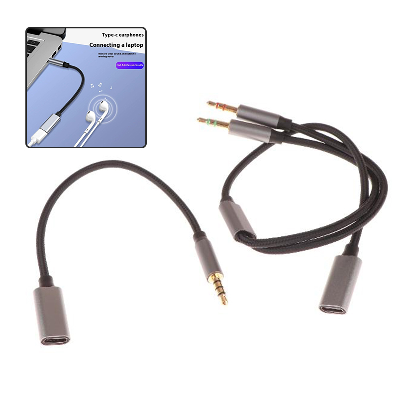 Type C Wired Earphones With Mic - 1 ชิ้นโทรศัพท์แท็บเล็ตพีซีอุปกรณ์เสริมพร้อมพอร์ต USB C สายแปลงหูฟังไมโครโฟน 3.5