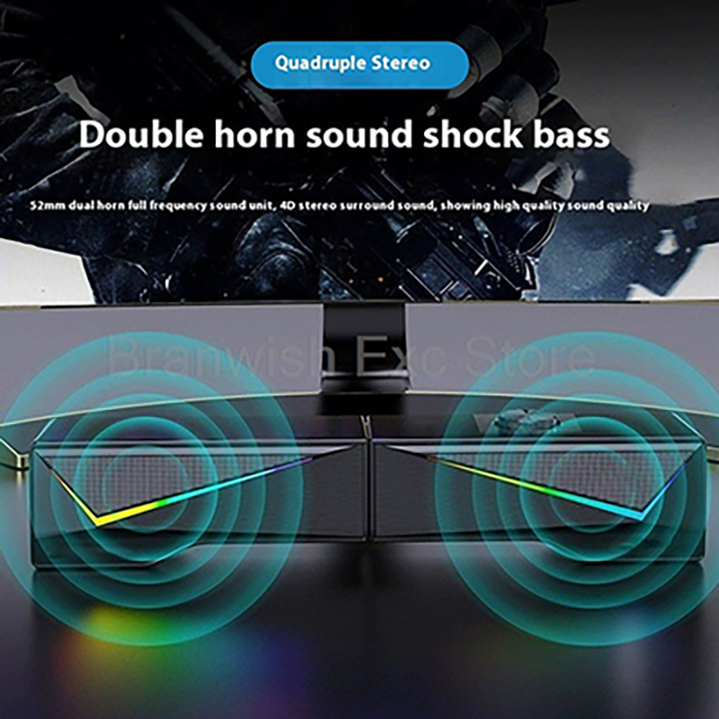 2x2.5W ลำโพงคอมพิวเตอร์ RGB ไล - Rgb Computer Soundbar For Pc บทวิจารณ์และราคา