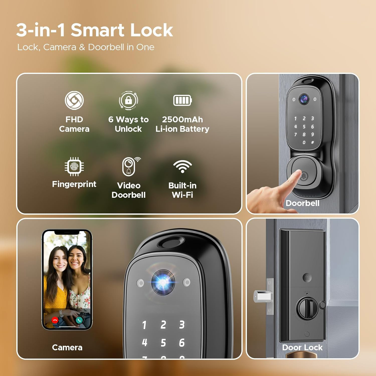 กุญแจล็อคประตูอัจฉริยะ Tuya Wi - Cameras บทวิจารณ์และราคา