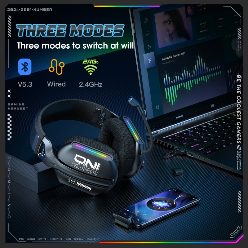หูฟังเกมมิ่งไร้สาย ONIKUMA GT8 - Gaming Headset With Mic Rgb บทวิจารณ์และราคา