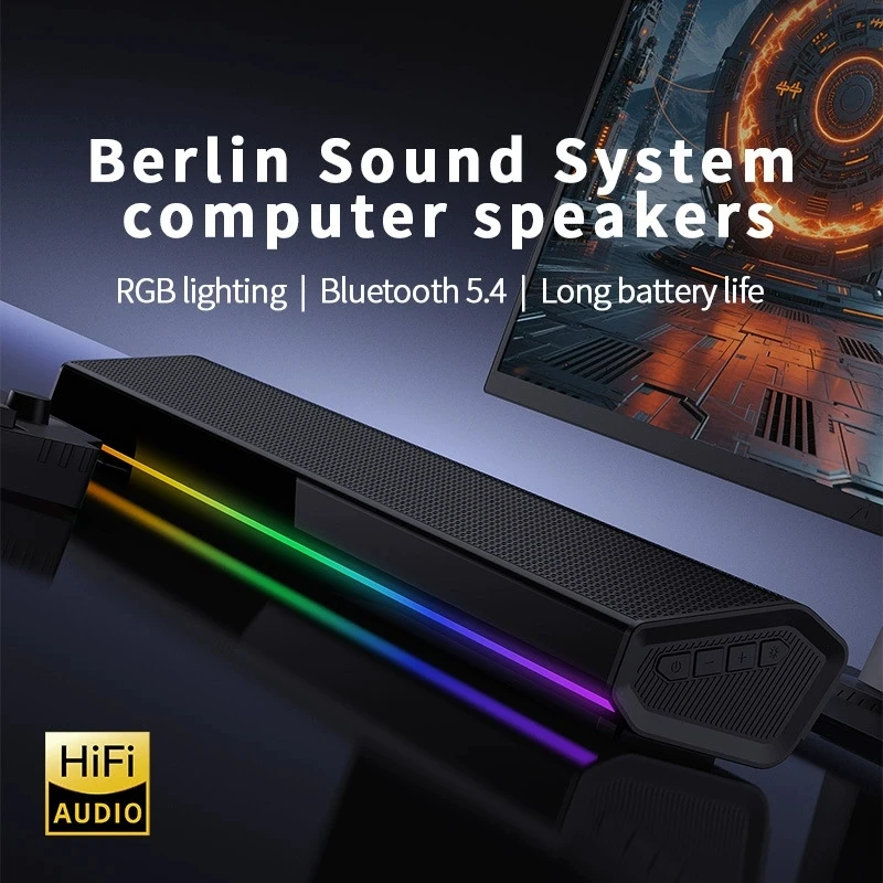 ลำโพงบลูทูธ 5.4 พร้อมไฟ RGB สำ - Rgb Computer Soundbar For Pc บทวิจารณ์และราคา