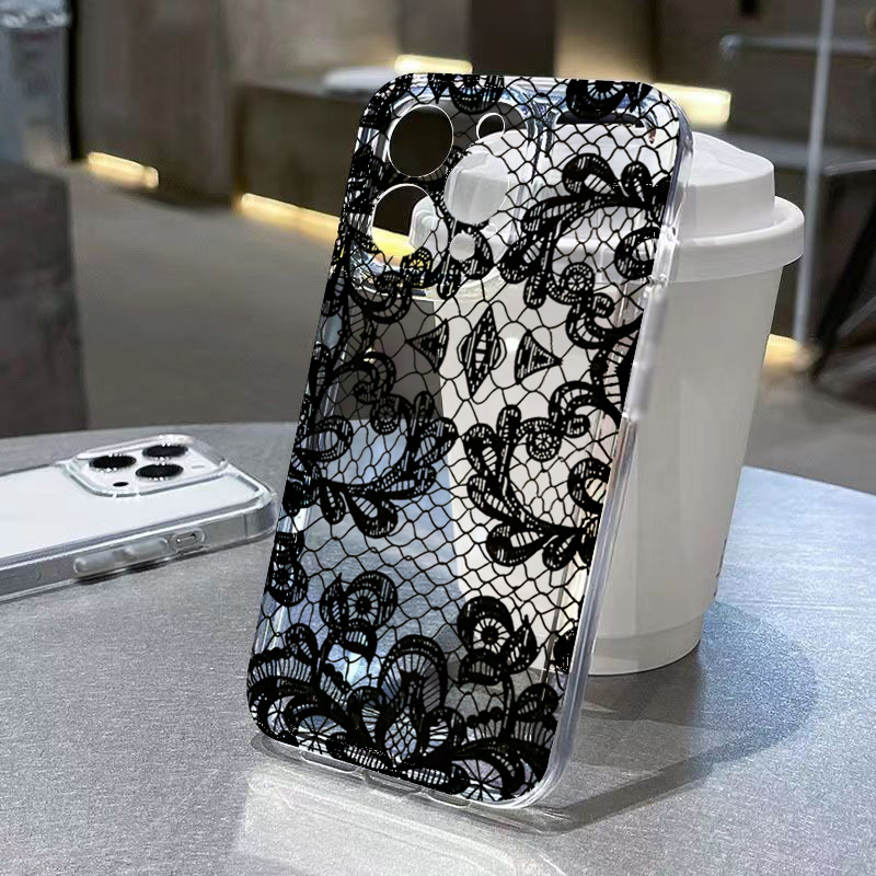 เคสโทรศัพท์ลายดอกไม้ลูกไม้สีดำ - Tablets บทวิจารณ์และราคา