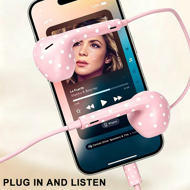หูฟังแบบมีสาย Type-C ลายจุดน่า - Type C Wired Earphones With Mic บทวิจารณ์และราคา