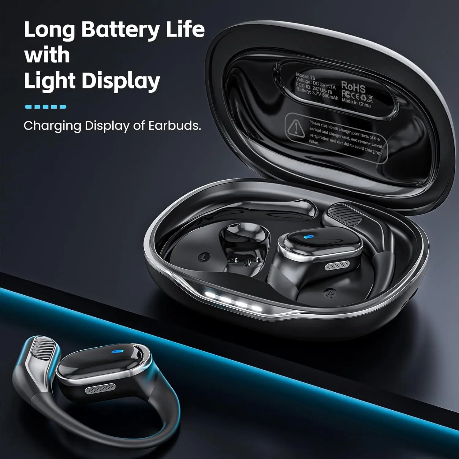 หูฟังบลูทูธไร้สายพร้อมไมโครโฟน - Open Ear Air Conduction Headphones บทวิจารณ์และราคา